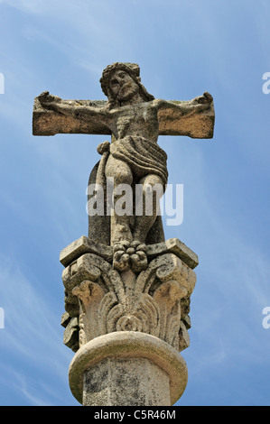 Steinkreuz im Combarro. Poio, Pontevedra, Galicien, Spanien Stockfoto