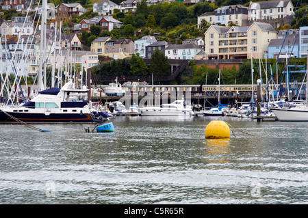 Kingswear an der Mündung des River Dart gesehen vom Kai in Dartmouth, Devon, England Stockfoto