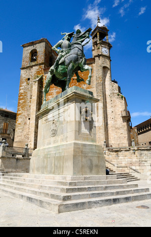 Europa, Spanien, Extremadura, Trujillo, Ansicht von Francisco Pizarro Denkmal Stockfoto