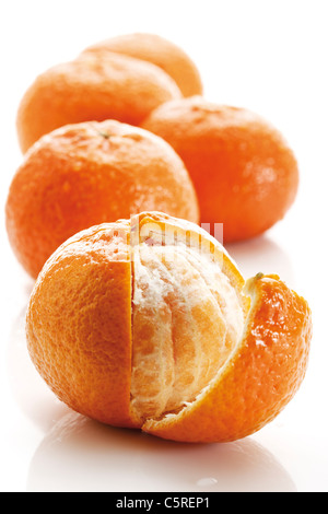 Frische Mandarinen (Citrus Ã – Aurantium), Nahaufnahme Stockfoto