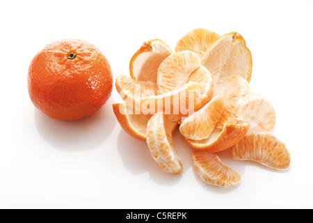 Scheiben von Mandarinen (Citrus Ã – Aurantium), erhöht, Ansicht Stockfoto