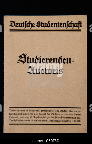 Deutschland, Alter Student Pass, Nahaufnahme Stockfoto