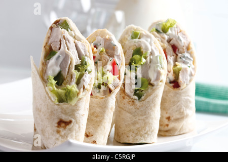 Hähnchen-Wraps Stockfoto