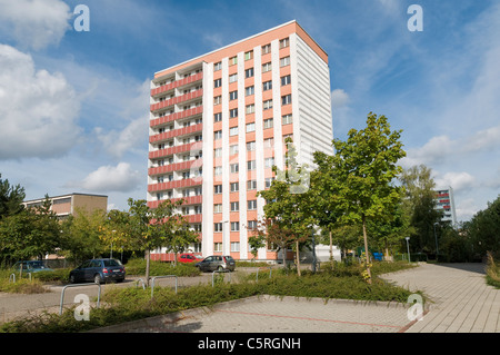 Plattenbau, vorgefertigte Gebäude aus Beton, sozialer Wohnungsbau, Wohnsiedlung, Jena, Thüringen, Deutschland, Europa Stockfoto