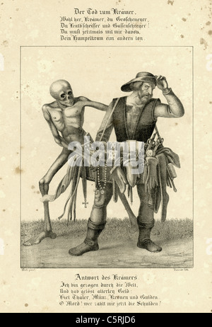 Eine Szene aus dem Totentanz oder Danse Macabre eine mittelalterliche Allegorie auf die Universalität des Todes Stockfoto