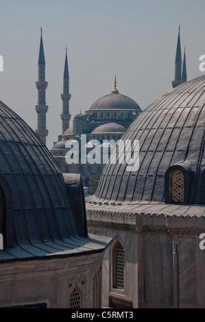 Die blaue Moschee, Kathedrale Ayasofya (Hagia Sophia) und Moschee, Istanbul, Türkei Stockfoto