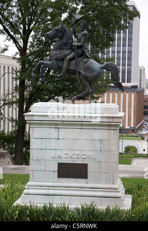 Andrew Jackson auf Pferd Statue auf Nashville state Capitol Hill, Tennessee USA Stockfoto