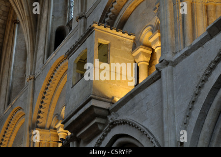 Die beobachtete Loft oder Musiker Galeere, Malmesbury Abbey, Wiltshire, England, UK Stockfoto