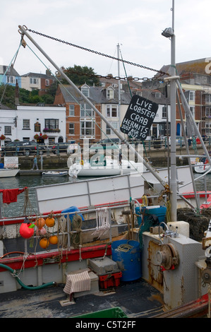 Boot verkaufen Leben Hummer und Krabben. Stockfoto