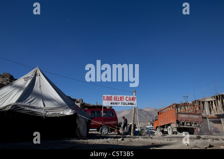 Das Flood Relief Camp in Maney-Tselding, Leh. Stockfoto