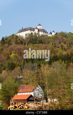 Deutschland, Bayern, Franken, Oberfranken, Fränkische Schweiz, Heiligenstadt, Ansicht von Greifenstein Burg Stockfoto