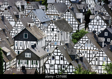 Deutschland, Nordrhein-Westfalen, Freudenberg, Fachwerk Häuser, erhöhten Blick Stockfoto