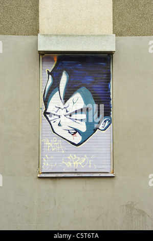 Blaue Gesicht - Street Art Stockfoto