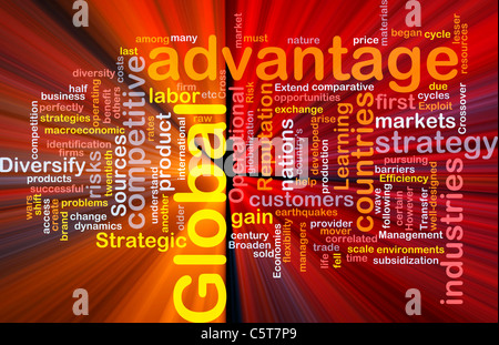 Hintergrund-Konzept Wordcloud Illustration des Unternehmens global advantage gleißenden Licht Stockfoto