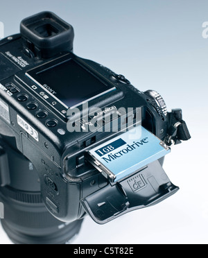 Phase ein Digitalback auf eine klassische Hasselblad-Kamera - pro-System ca. 2005. Mit 1GB Hitachi Microdrive Speicher. Stockfoto