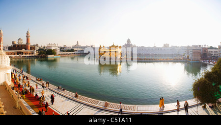 Panoramablick auf den goldenen Tempel in Amritsar, Indien in Punjab Zustand. Stockfoto