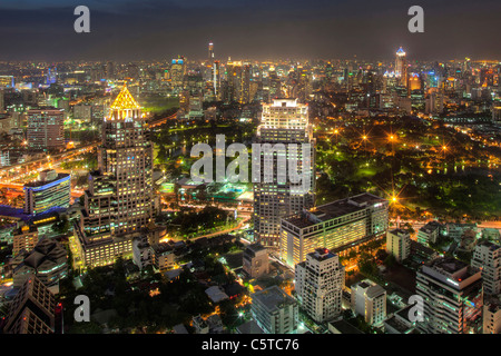 Das Zentrum von Bangkok, Thailand in der Nacht Stockfoto