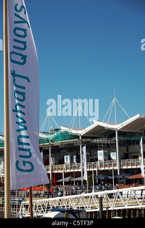 Gunwharf Quays, Portsmouth - shopping-Komplex und Marina im Sommer Stockfoto