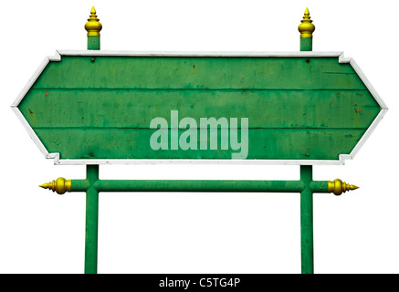 Eine altmodische leer aus Holz Banner isoliert auf weißem Hintergrund Stockfoto