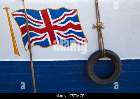 Union Jack-Details auf der Seite der Nordsee trawler Stockfoto