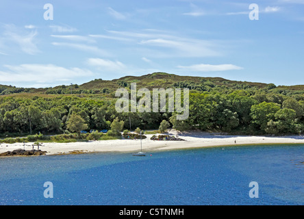 Den berühmten weißen Sandstrand Morar in westlichen Highlands von Schottland Stockfoto