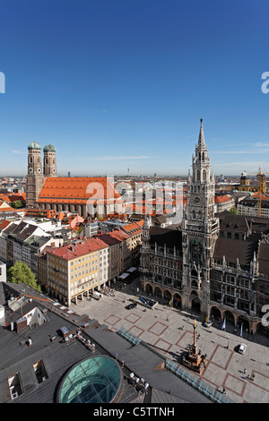 Deutschland, Bayern, München, Marienplatz, Kathedrale, Rathaus, Blick vom Kirchturm von St. Peter Stockfoto