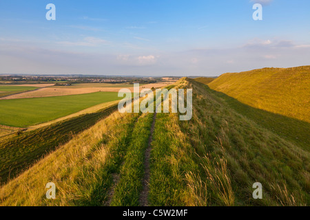 Maiden Castle eine Wallburg Eisenzeit in der Nähe von Dorchester Dorset England UK GB EU Europa Stockfoto