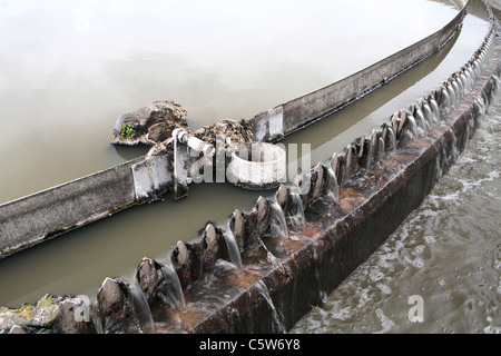 Schaum-Filter bei einer Wasseraufbereitungsanlage Stockfoto