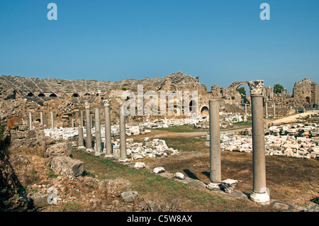 Side Türkei Agora antikes Amphitheater Theater griechisch römischen Stockfoto