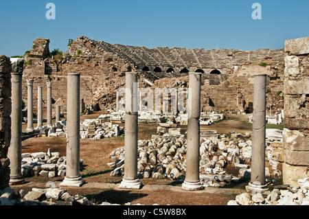 Side Türkei Agora antikes Amphitheater Theater griechisch römischen Stockfoto