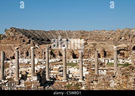 Side Türkei Agora antikes Amphitheater Theater griechisch römischen Stockfoto