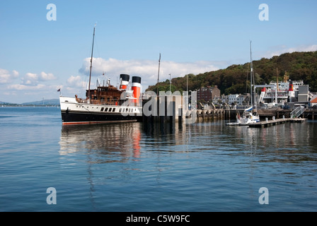 PS Waverley festgemacht in Rothesay Pier Isle of Bute Argyll Scotland UK United Kingdom Stockfoto