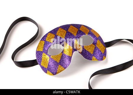 Gold und Purpur Harlekin Venezianische Maske Stockfoto