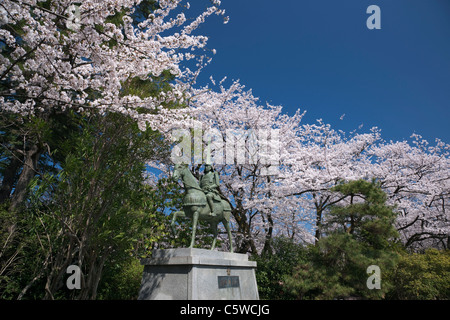 Statue von Maeda Toshinaga Takaoka Kojo Park, Takaoka, Toyama, Japan Stockfoto