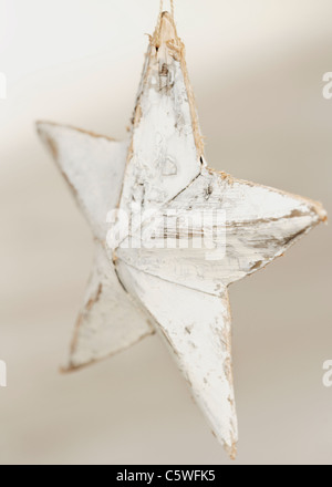 Nahaufnahme des hölzernen Sterne Christmas Ornaments Stockfoto