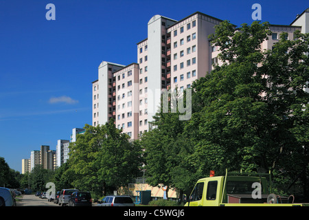 Grosswohnsiedlung, Wohnhochhaeuser in Mettenhof, Kiel, Kieler Foerde, Ostsee, Schleswig-Holstein Stockfoto