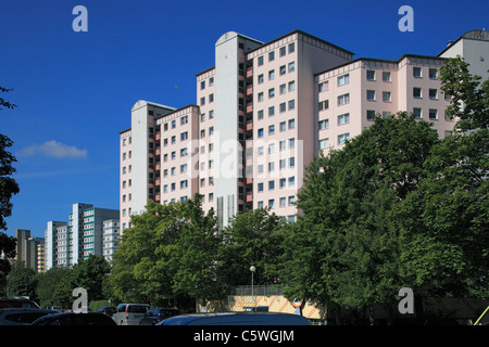 Grosswohnsiedlung, Wohnhochhaeuser in Mettenhof, Kiel, Kieler Foerde, Ostsee, Schleswig-Holstein Stockfoto