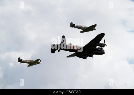 Hurrikan LANCASTER SPITFIRE BATTLE OF BRITAIN MEMORIAL FLIGHT 2. Juli 2011 Stockfoto