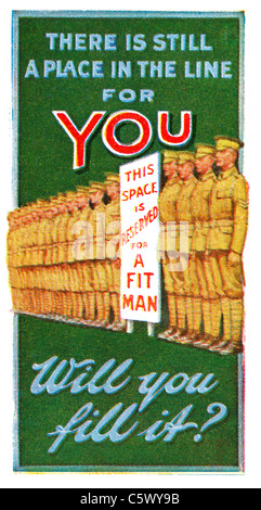 Erster Weltkrieg Recruiting Poster - "gibt es noch ein Platz in der Linie für Sie. Füllen Sie es? "-Linie von Soldaten. DEL57 Stockfoto