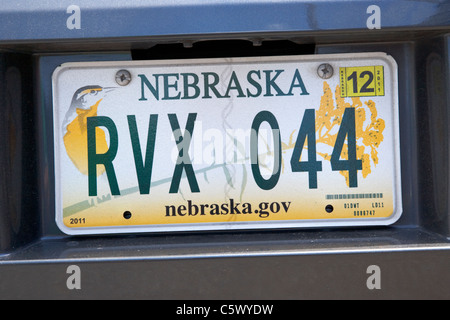 Nebraska Fahrzeug Nummernschild Staat usa Stockfoto