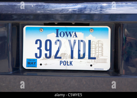 Iowa Polk county Kfz-Kennzeichen Staat usa Stockfoto