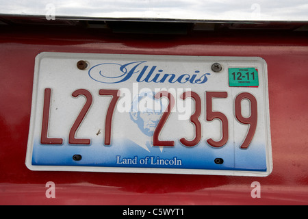 Illinois Land Lincolns Fahrzeug Nummernschild Staat usa Stockfoto