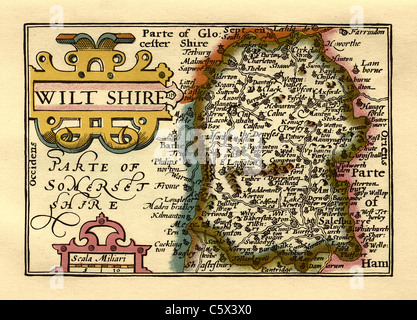 Wiltshire - alte Englische Grafschaft Karte von John Speed, ca. 1625 Stockfoto