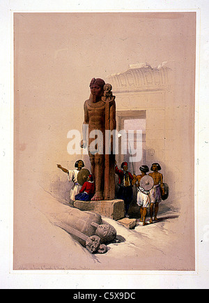 Koloss vor dem Tempel von Wady Saboua - Nubien, Louis Haghe / David Roberts 'das Heilige Land, Syrien, Idumea, Arabien, Ägypten und Nubien' Stockfoto