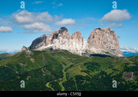 Die massive Sasso Lungo e Sasso Piatto, Alpe di Siusi, Trentino Stockfoto