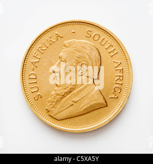 Südafrikanische Münze, Krügerrand, Goldmünze, Nahaufnahme Stockfoto