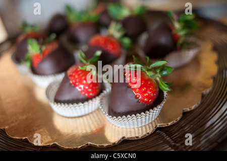 Bio-Erdbeeren Swanton BerryFarm Stockfoto