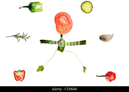 Menschliche Gestalt mit Gemüse gemacht Stockfoto