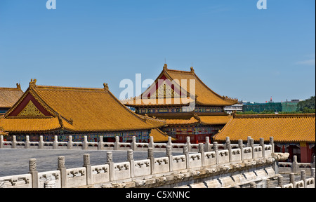 Blick auf Dächer in der verbotenen Stadt in Peking, China Stockfoto