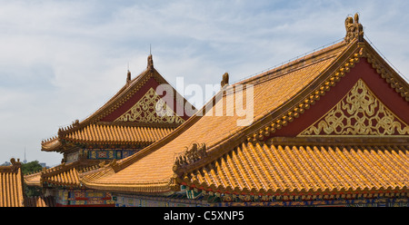 sehen Sie sich auf den Dächern in der verbotenen Stadt Peking China Stockfoto